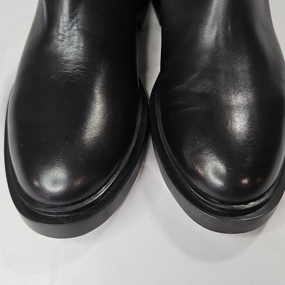 Steve Madden Gaige-Wide Calf Black Leather Riding Boots Size 8